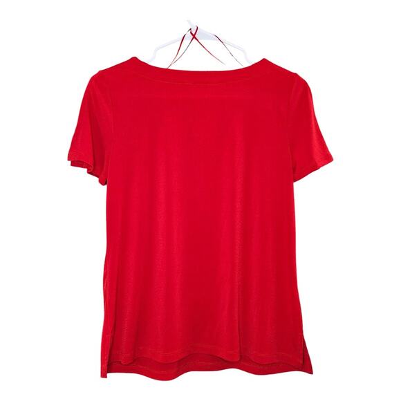 NEW Liz Claiborne Women's Round Neck Red Blouse w/Split Button Sleeve (Size: XS) - Picture 4 of 4